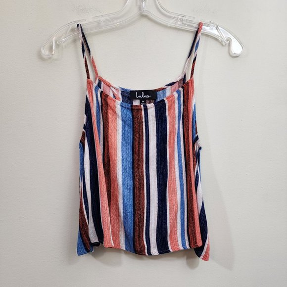 LuLus beyond the sea peach striped open back crop top woman's size Medium - Picture 3 of 8